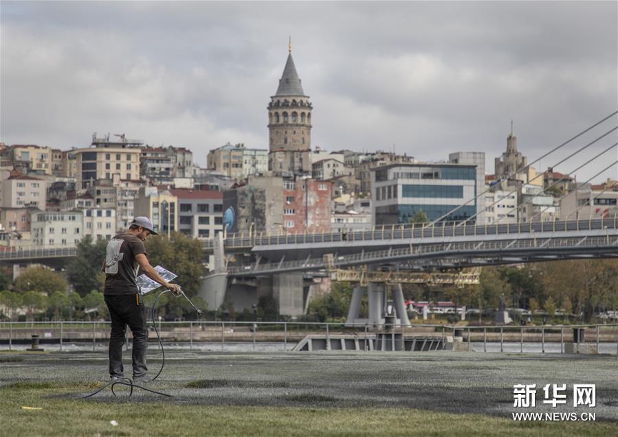 （国际）（2）法艺术家在伊斯坦布尔绘制巨幅露天画作